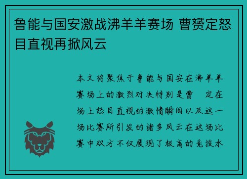 鲁能与国安激战沸羊羊赛场 曹赟定怒目直视再掀风云